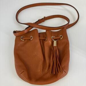 MICAEL KORS, SMALL, BURNT ORANGE LEATHER CROSSBODY BAG